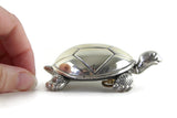 Vintage Silverplated Turtle Wind Up Music Box Figurine by Reed and Barton, Plays Brahms' Lullaby