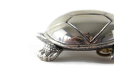 Vintage Silverplated Turtle Wind Up Music Box Figurine by Reed and Barton, Plays Brahms' Lullaby