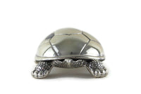 Vintage Silverplated Turtle Wind Up Music Box Figurine by Reed and Barton, Plays Brahms' Lullaby