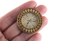 Vintage 1:12 Miniature Dollhouse Round Gold Metal Wall Clock