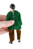 Vintage 1:12 Dollhouse Plastic Seated Father Dad Figurine in Green & Brown Suit