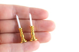 Vintage 1:12 Miniature Dollhouse Set of 2 Gold Brass Candlesticks