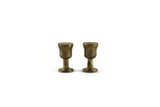Vintage 1:12 Miniature Dollhouse Set of 2 Brass Wine Glasses or Goblets