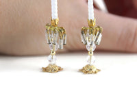 Vintage 1:12 Miniature Dollhouse Set of 2 Gold & Clear Candlesticks