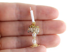 Vintage 1:12 Miniature Dollhouse Set of 2 Gold & Clear Candlesticks