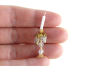 Vintage 1:12 Miniature Dollhouse Set of 2 Gold & Clear Candlesticks