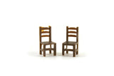 Vintage 1:48 Quarter Scale Miniature Dollhouse Set of 2 Brown Dining Chairs