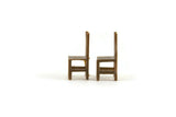 Vintage 1:48 Quarter Scale Miniature Dollhouse Set of 2 Brown Dining Chairs
