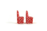 Vintage 1:48 Quarter Scale Miniature Dollhouse Set of 2 Red Floral Fabric Covered Chairs
