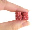 Vintage 1:48 Quarter Scale Miniature Dollhouse Set of 2 Red Floral Fabric Covered Chairs