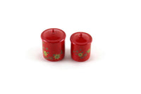 Vintage 1:12 Set of 2 Miniature Dollhouse Red Metal Canisters