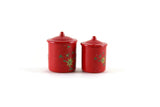 Vintage 1:12 Set of 2 Miniature Dollhouse Red Metal Canisters