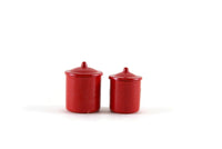 Vintage 1:12 Set of 2 Miniature Dollhouse Red Metal Canisters