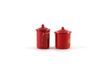 Vintage 1:12 Set of 2 Miniature Dollhouse Red Metal Canisters