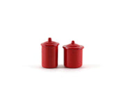 Vintage 1:12 Set of 2 Miniature Dollhouse Red Metal Canisters