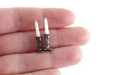 Vintage 1:12 Miniature Dollhouse Set of 2 Silver Metal Candlesticks