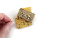 Vintage 1:12 Miniature Dollhouse Wrapped Parcel Packages & Envelope Mailer Set