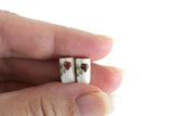Artisan-Made Vintage 1:12 Miniature Dollhouse Set of 3 White Porcelain Drinking Glasses with Grape & Leaf Design