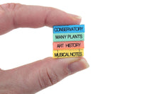 Vintage 1:12 Miniature Dollhouse Set of 4 Pastel Blank Books about Music, Art, & Plants