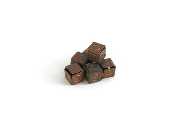 Vintage 1:12 Miniature Dollhouse Set of 6 Copper Alphabet Blocks
