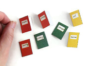 Vintage 1:12 Miniature Dollhouse Set of 7 School Folders or Notebooks