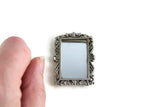 Vintage 1:12 Miniature Dollhouse Ornate Silver Frame Wall Mirror