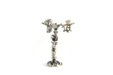 Vintage 1:12 Miniature Dollhouse Silver Metal Candelabra with Figurine