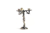 Vintage 1:12 Miniature Dollhouse Silver Metal Candelabra with Figurine