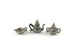 Vintage 1:12 Miniature Dollhouse Silver & Black Tea Set