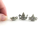 Vintage 1:12 Miniature Dollhouse Silver & Black Tea Set