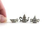 Vintage 1:12 Miniature Dollhouse Silver & Black Tea Set