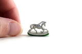 Vintage 1:12 Miniature Dollhouse Silver Metal Rocking Horse Figurine