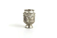 Vintage 1:12 Miniature Dollhouse Silver Metal Urn Vase with Lion Head Side Handles