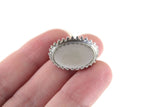Vintage 1:12 Miniature Dollhouse Silver Metal Oval Scalloped Tray