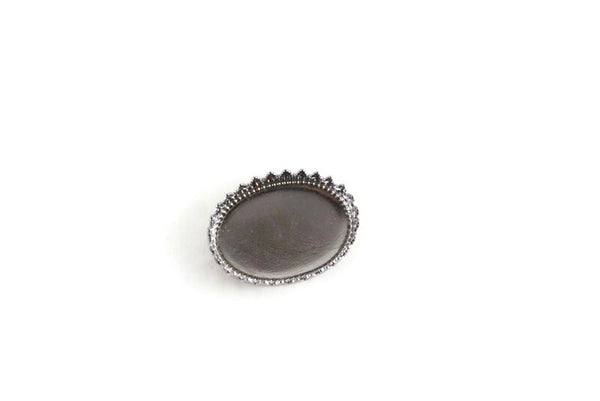 Vintage 1:12 Miniature Dollhouse Silver Metal Oval Scalloped Tray