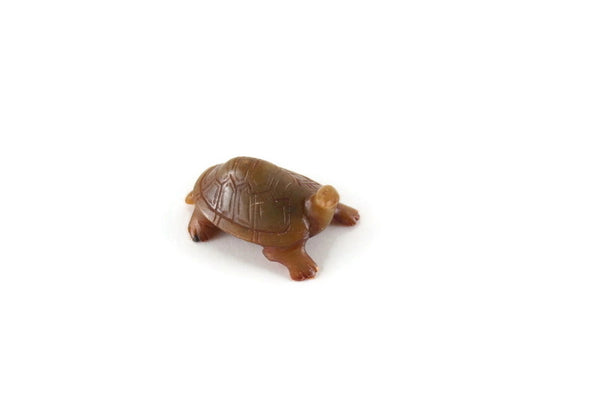 Vintage Small Brown Carved Turtle Figurine