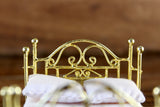 Vintage 1:24 Half Scale Miniature Dollhouse Gold Brass Bed