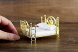 Vintage 1:24 Half Scale Miniature Dollhouse Gold Brass Bed