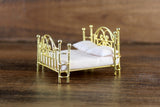 Vintage 1:24 Half Scale Miniature Dollhouse Gold Brass Bed