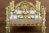 Vintage 1:24 Half Scale Miniature Dollhouse Gold Brass Bed