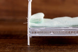 Vintage 1:24 Half Scale Miniature Dollhouse White Wicker Bed