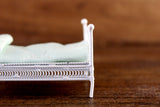 Vintage 1:24 Half Scale Miniature Dollhouse White Wicker Bed
