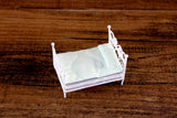 Vintage 1:24 Half Scale Miniature Dollhouse White Wicker Bed
