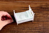 Vintage 1:24 Half Scale Miniature Dollhouse White Wicker Bed