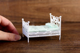 Vintage 1:24 Half Scale Miniature Dollhouse White Wicker Bed