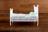 Vintage 1:24 Half Scale Miniature Dollhouse White Wicker Bed