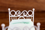 Vintage 1:24 Half Scale Miniature Dollhouse White Wicker Bed