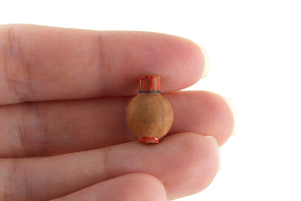 Vintage 1:12 Miniature Dollhouse Tiny Wooden Vase with Painted Accents