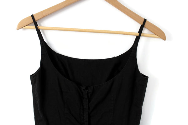 Vintage Black Cotton Spaghetti Strap Knee-Length Dress The Mustard Dandelion Vintage Black Cotton Spaghetti Strap Knee-Length Dress The Mustard Dandelion