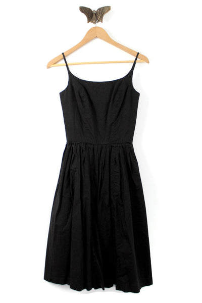 Vintage Black Cotton Spaghetti Strap Knee-Length Dress Vintage Black Cotton Spaghetti Strap Knee-Length Dress